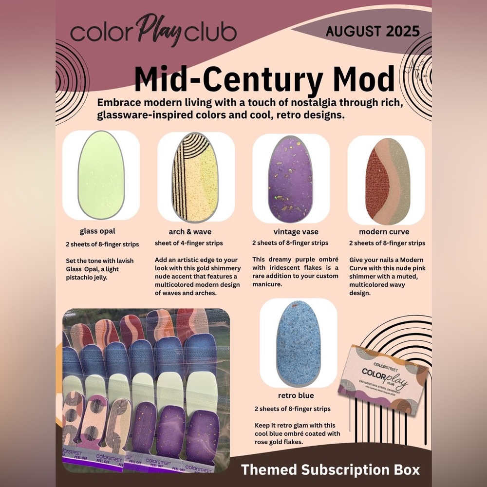August 2025 Color Street Color Play Subscription Box Mid Century Mod